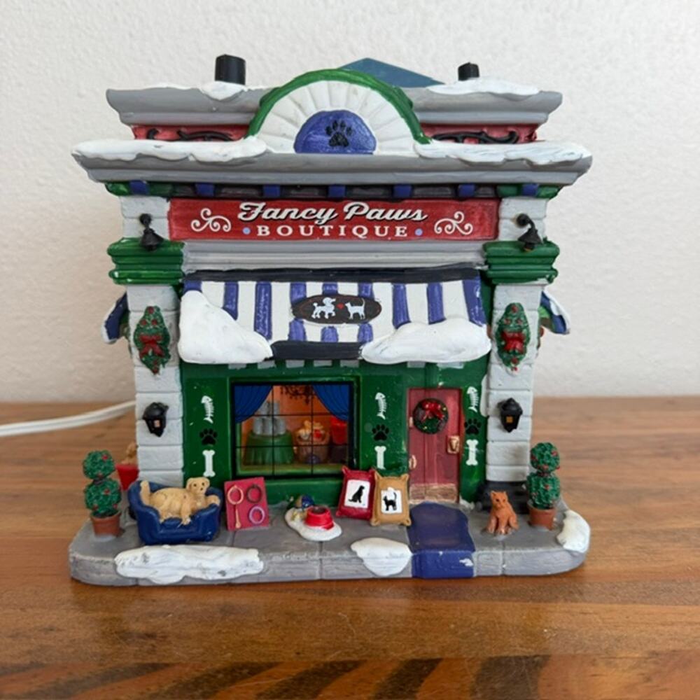LEMAX• FANCY PAWS BOUTIQUE # 05651 Christmas Village Lighted Building With Box
